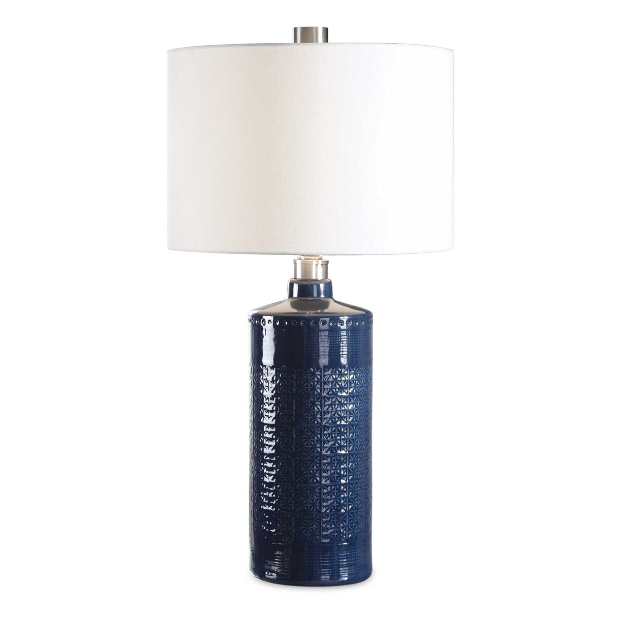 Modern European furniture - Blue Embossed Ceramic Table Lamp by Uttermost Thalia - www.oroa.com