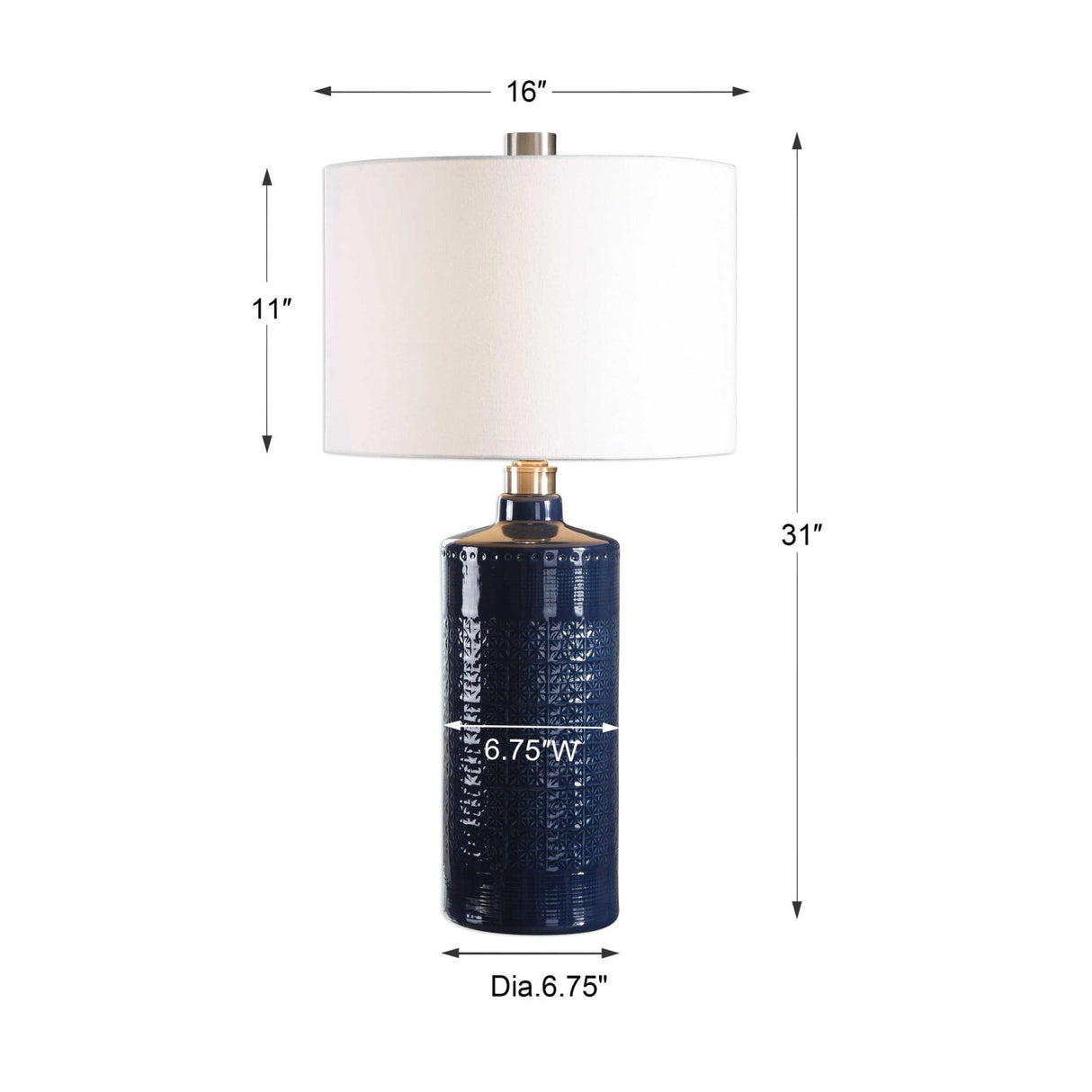 Modern European furniture - Blue Embossed Ceramic Table Lamp by Uttermost Thalia - www.oroa.com