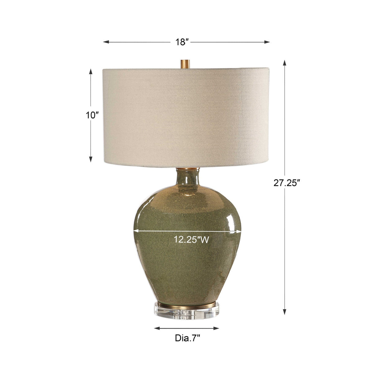 Modern European furniture - Green Glazed Ceramic Table Lamp - www.oroa.com