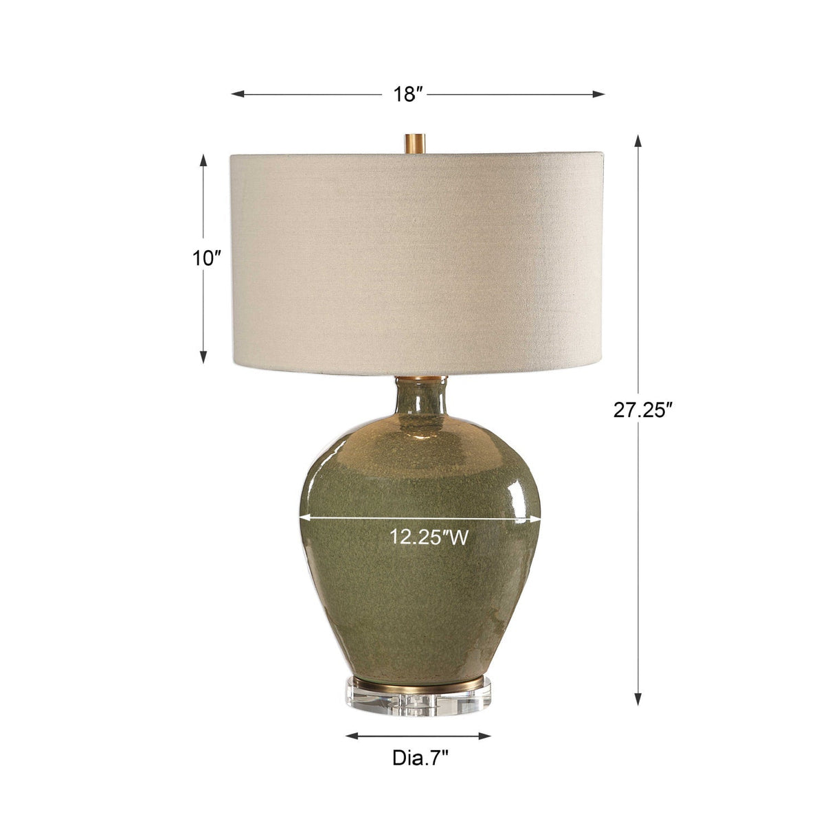 Green Glazed Ceramic Table Lamp by Uttermost Elva, alternate view 4