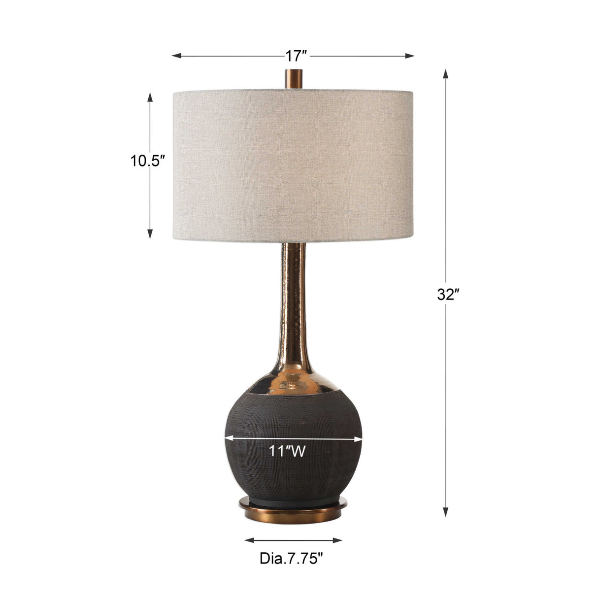 Rounded Black Ceramic Table Lamp | Oroa.com