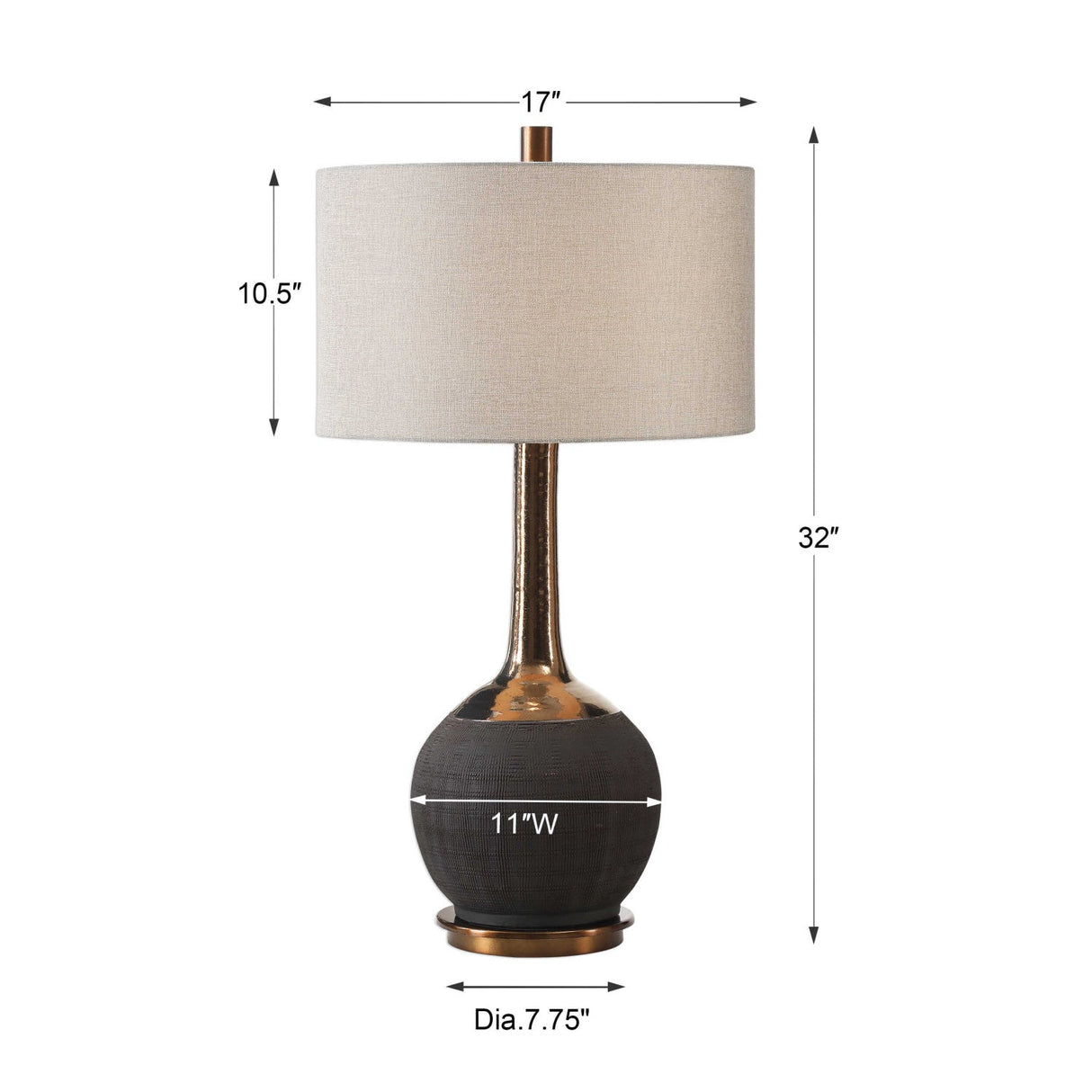Rounded Black Ceramic Table Lamp by Uttermost Arnav, alternate view 7