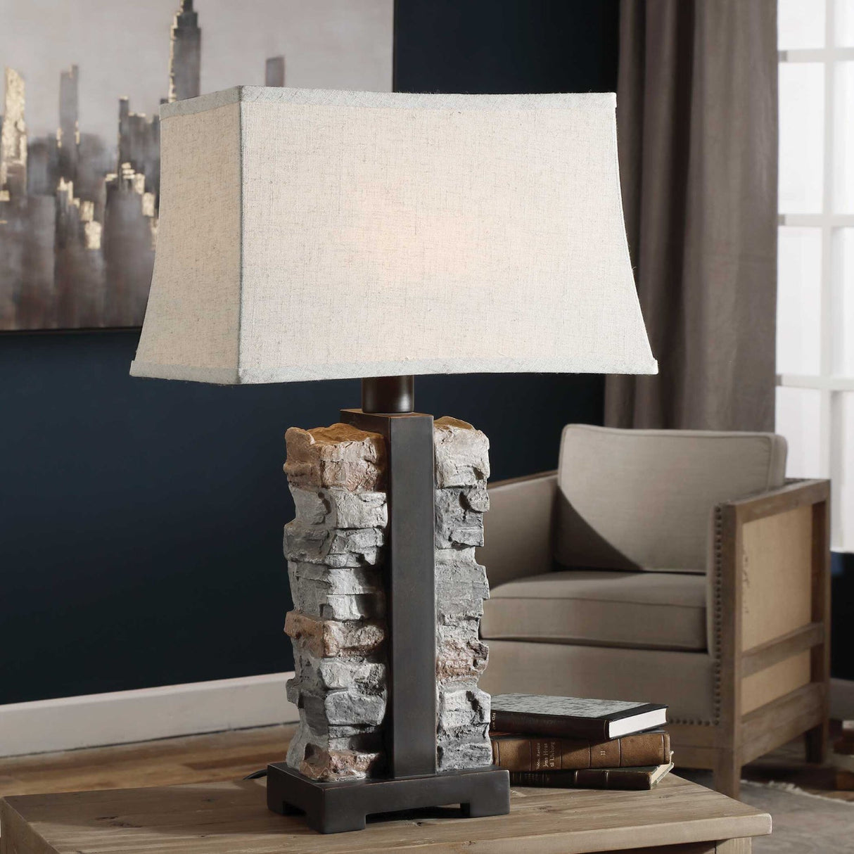 Modern European furniture - Stacked Stone Indoor/Outdoor Table Lamp - www.oroa.com