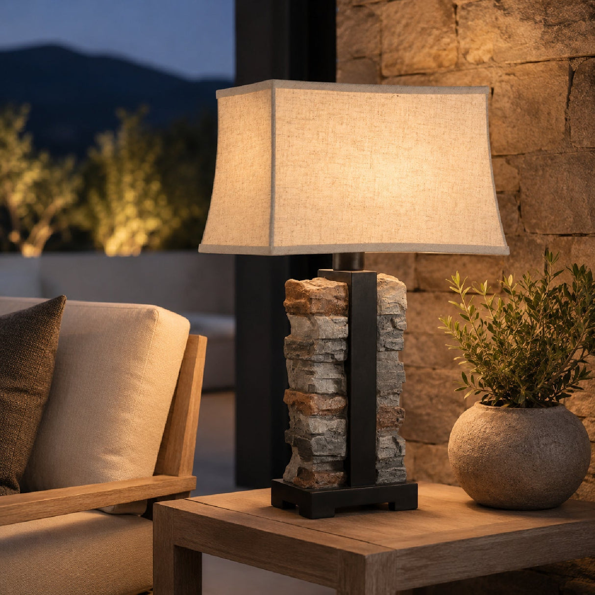 Modern European furniture - Stacked Stone Indoor/Outdoor Table Lamp - www.oroa.com