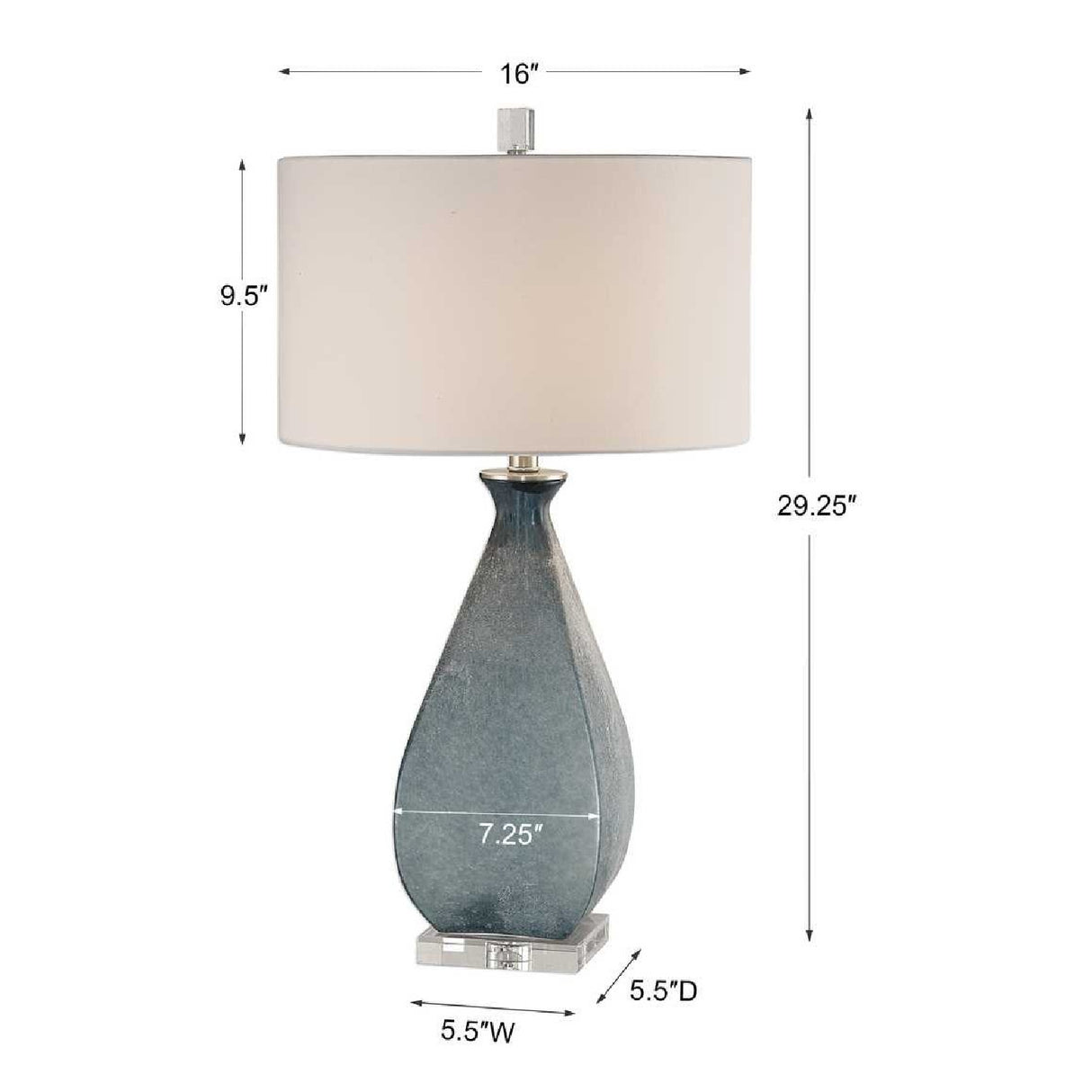 Etched Blue Glass Table Lamp | Oroa.com
