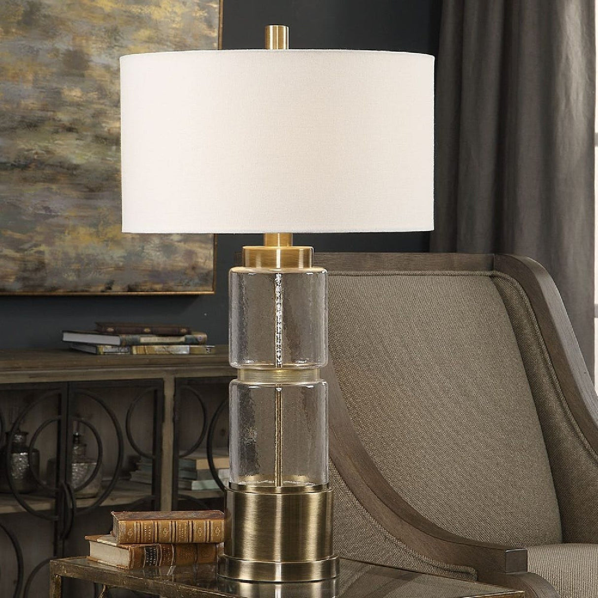 Stacked Glass Column Table Lamp by Uttermost Vaiga, alternate view 2