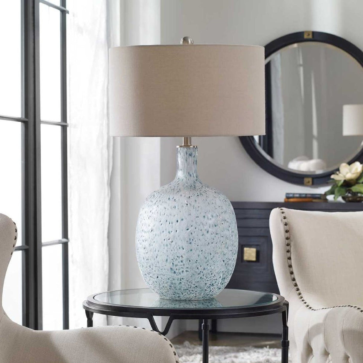 Mottled Glass Table Lamp by Uttermost Oceaonna, alternate view 6