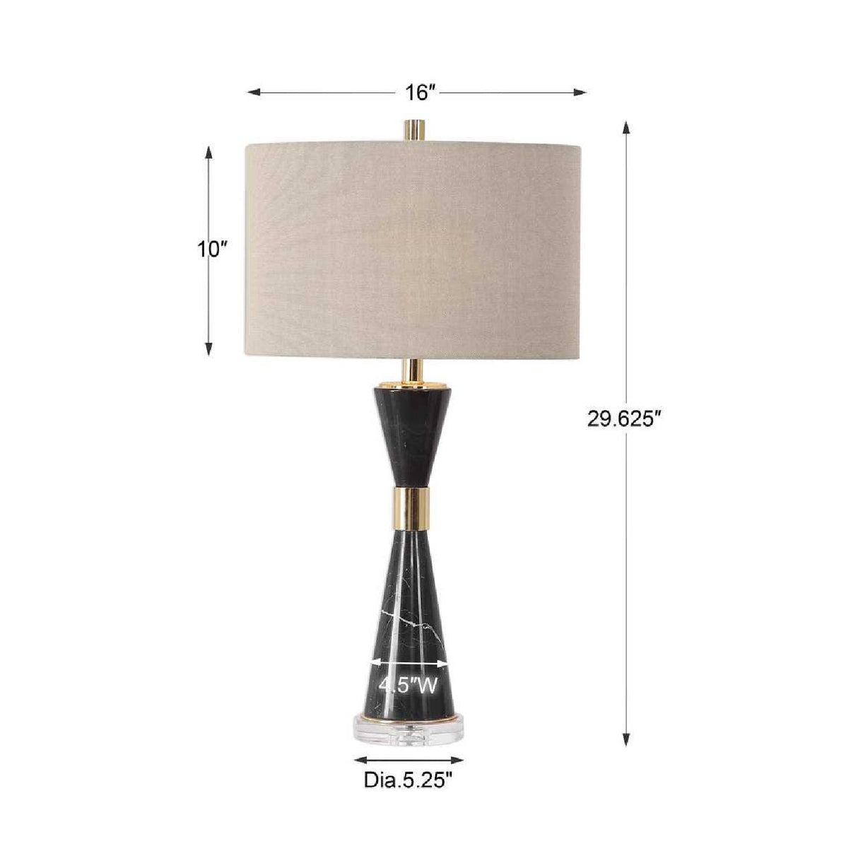 Modern European furniture - Hourglass Black Marble Table Lamp by Uttermost Alastair - www.oroa.com