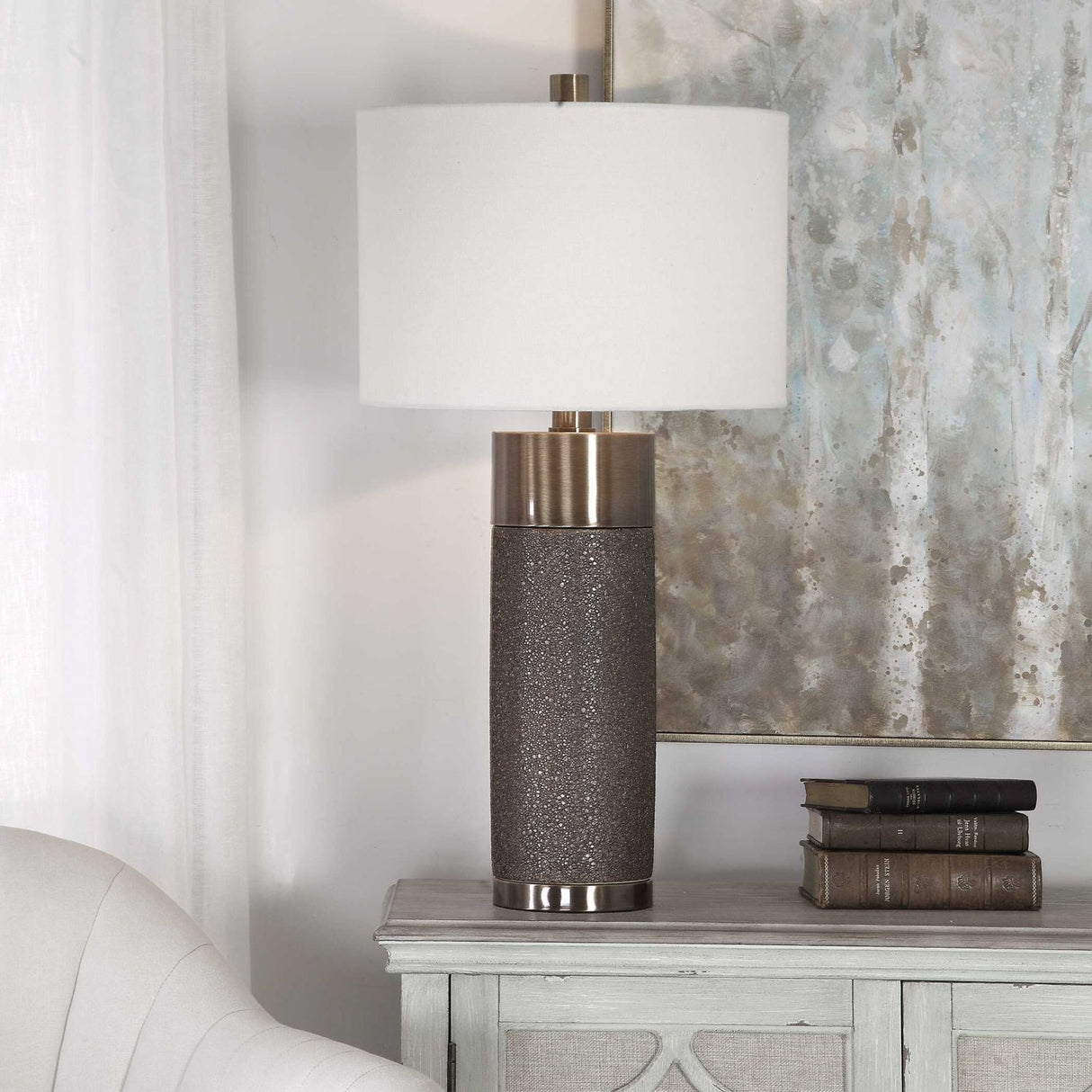 Modern European furniture - Textured Bronze Ceramic Table Lamp by Uttermost Brannock - www.oroa.com