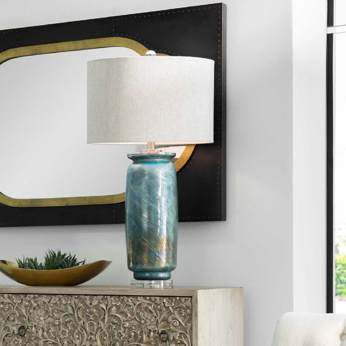Modern European furniture - Swirl Textured Glass Table Lamp by Uttermost Olesya - www.oroa.com