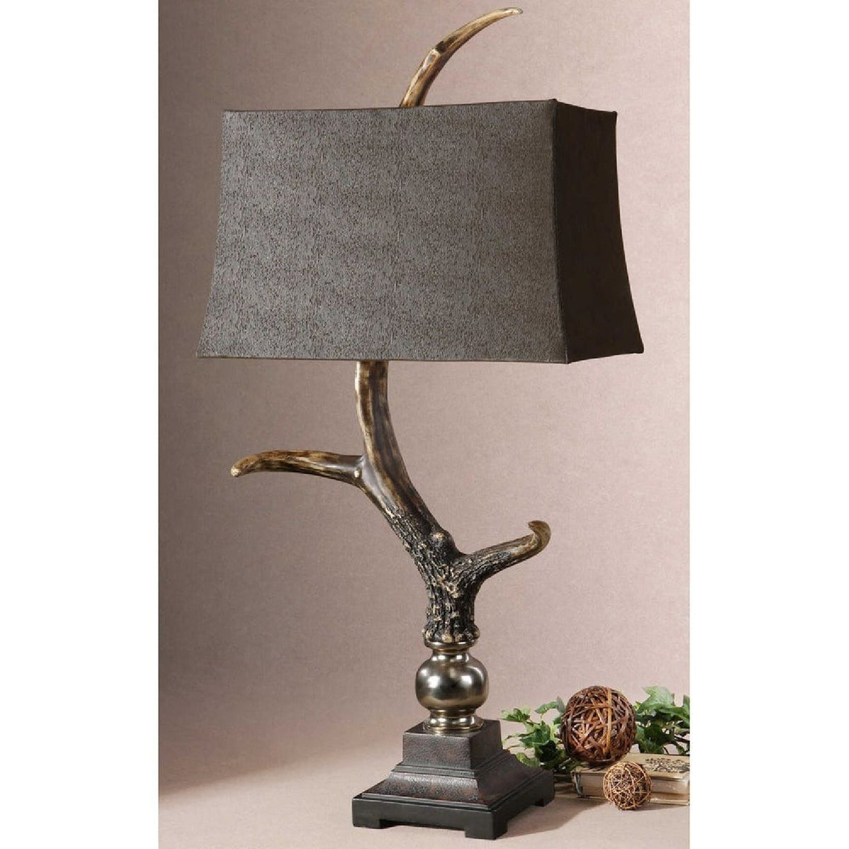 Modern European furniture - Brown Suede Shade Table Lamp by Uttermost Stag Horn - www.oroa.com