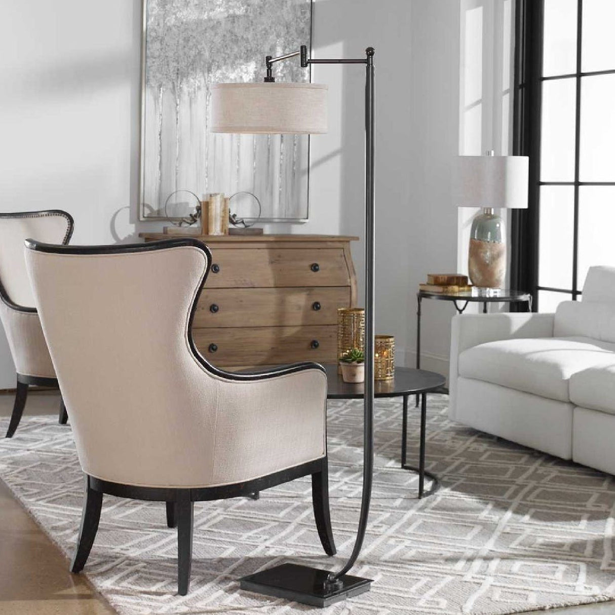 Dark Bronze Adjustable Floor Lamp by Uttermost Lamine, alternate view 2