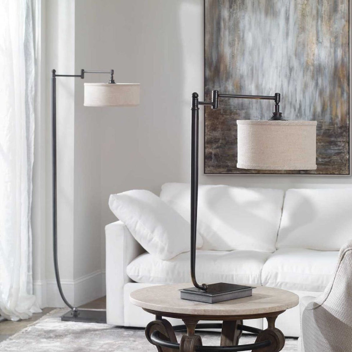 Dark Bronze Adjustable Floor Lamp by Uttermost Lamine, alternate view 3