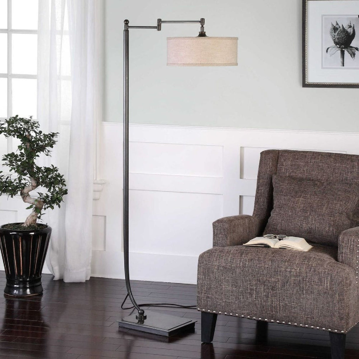 Dark Bronze Adjustable Floor Lamp by Uttermost Lamine, alternate view 4