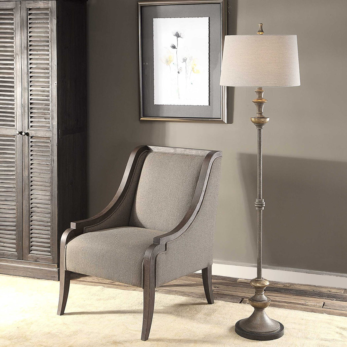 Modern European furniture - Textured Silver Floor Lamp - www.oroa.com