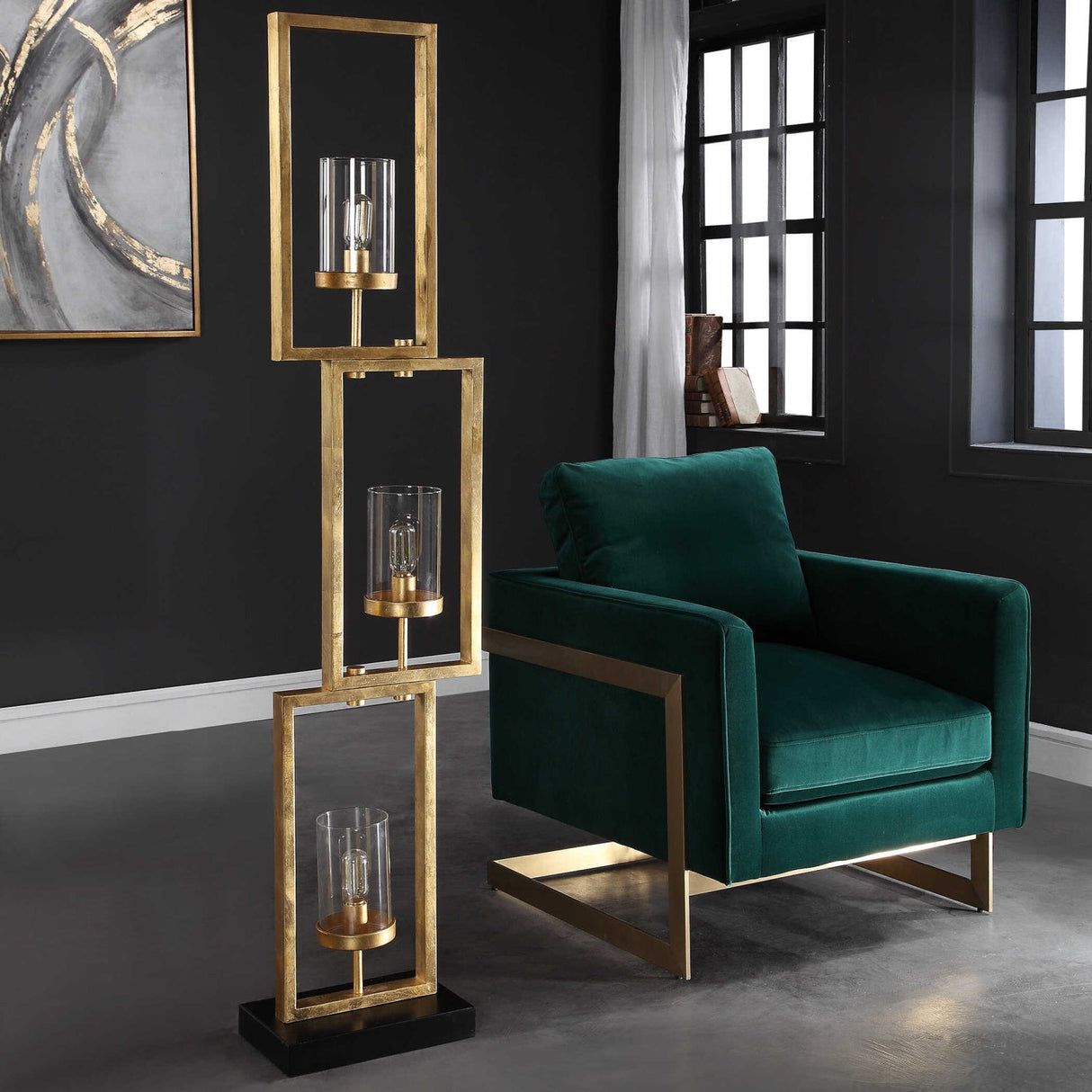 Modern European furniture - Gold Rectangles Floor Lamp - www.oroa.com