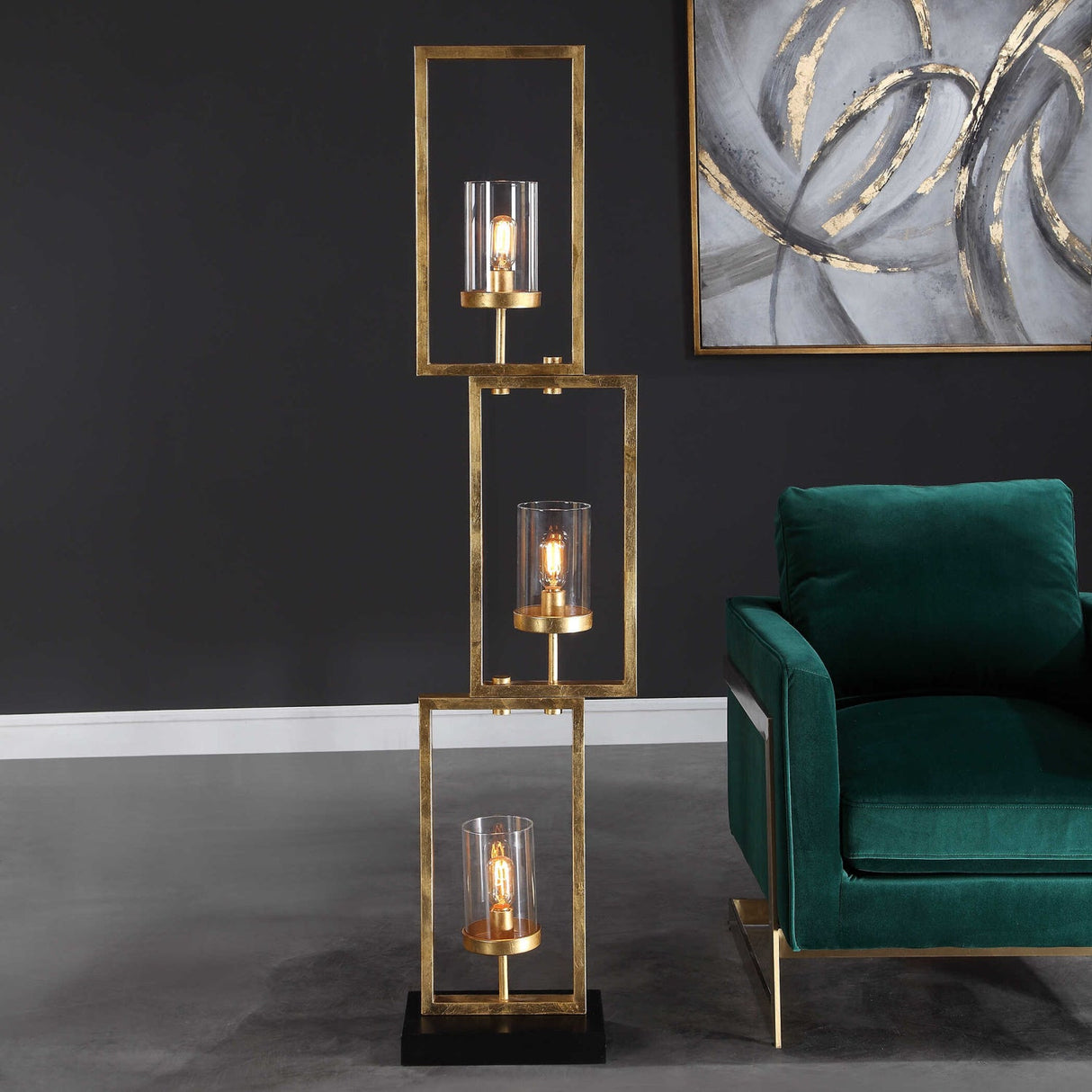 Modern European furniture - Gold Rectangles Floor Lamp - www.oroa.com
