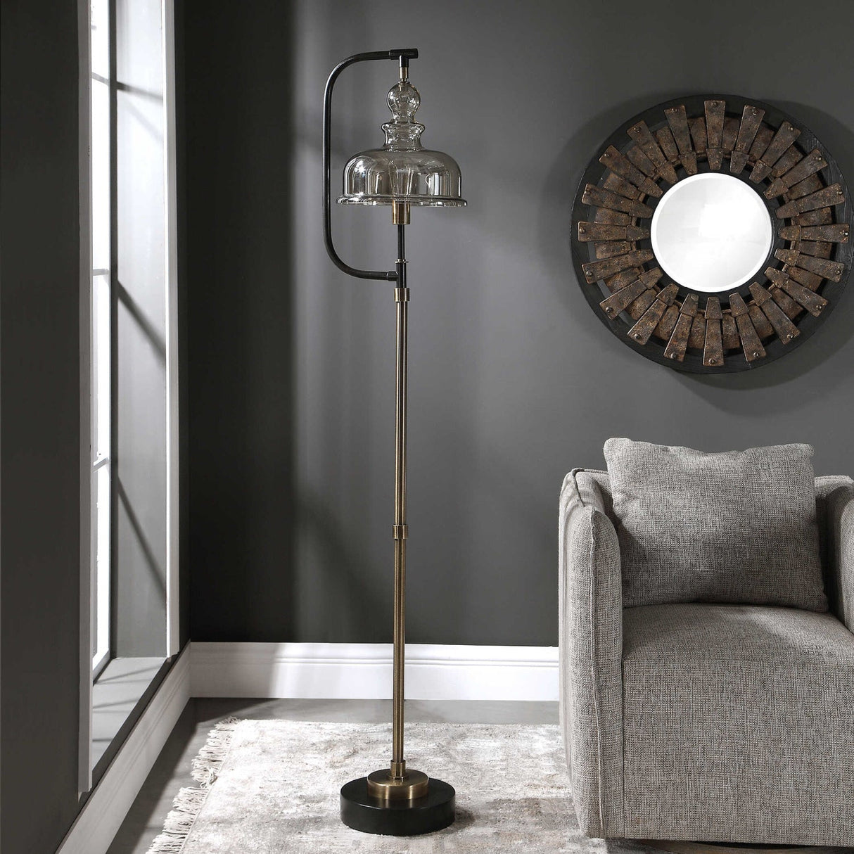 Modern European furniture - Amber Glass Shade Floor Lamp - www.oroa.com