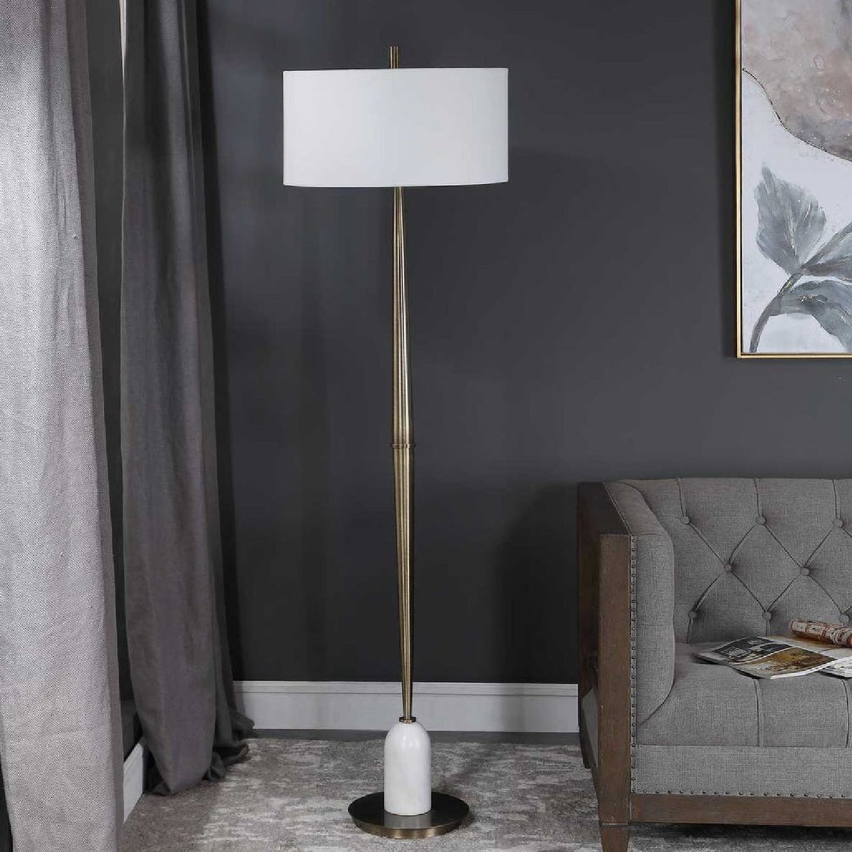 Tapered Antique Brass Floor Lamp | Uttermost Minette - www.oroa.com