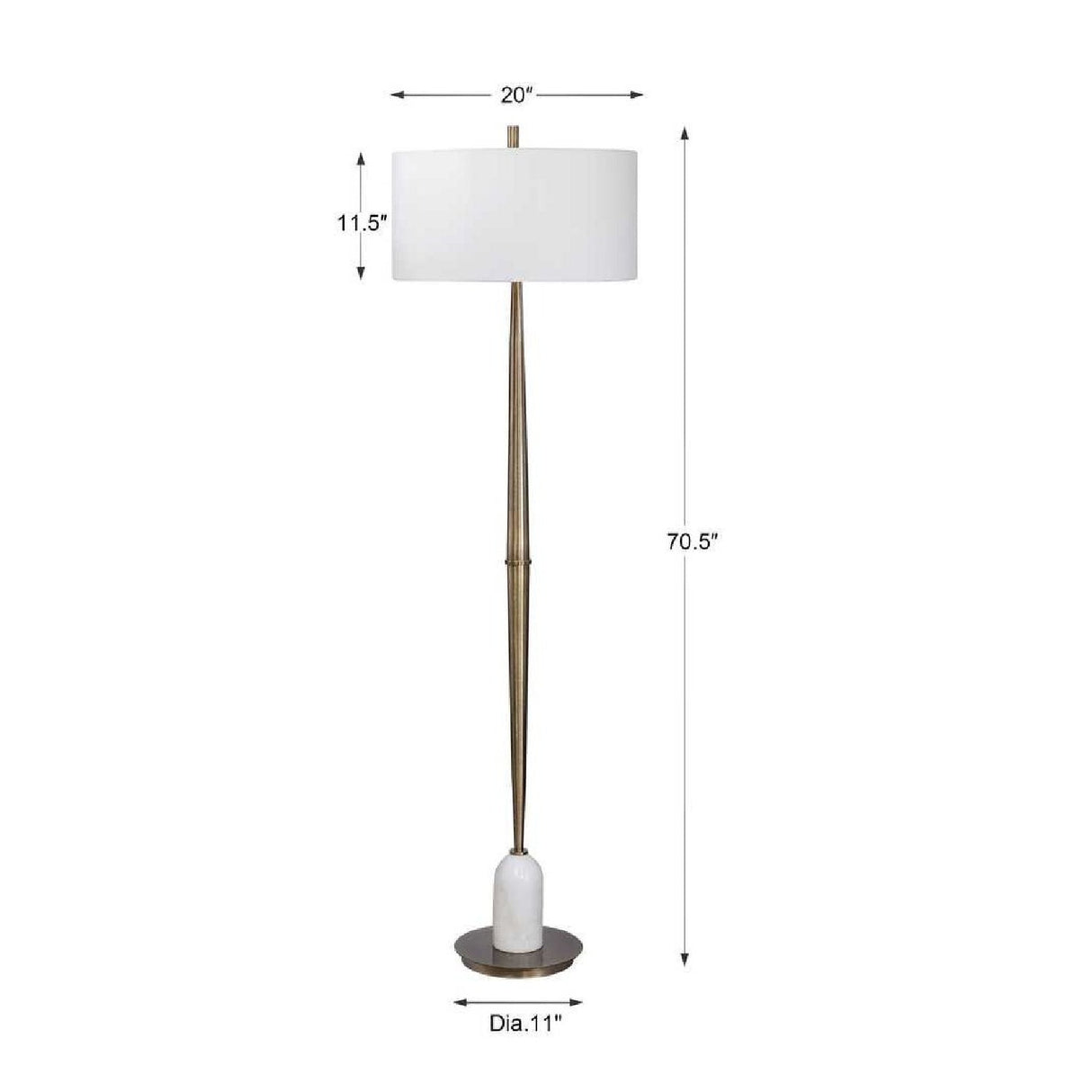 Tapered Antique Brass Floor Lamp | Uttermost Minette - www.oroa.com