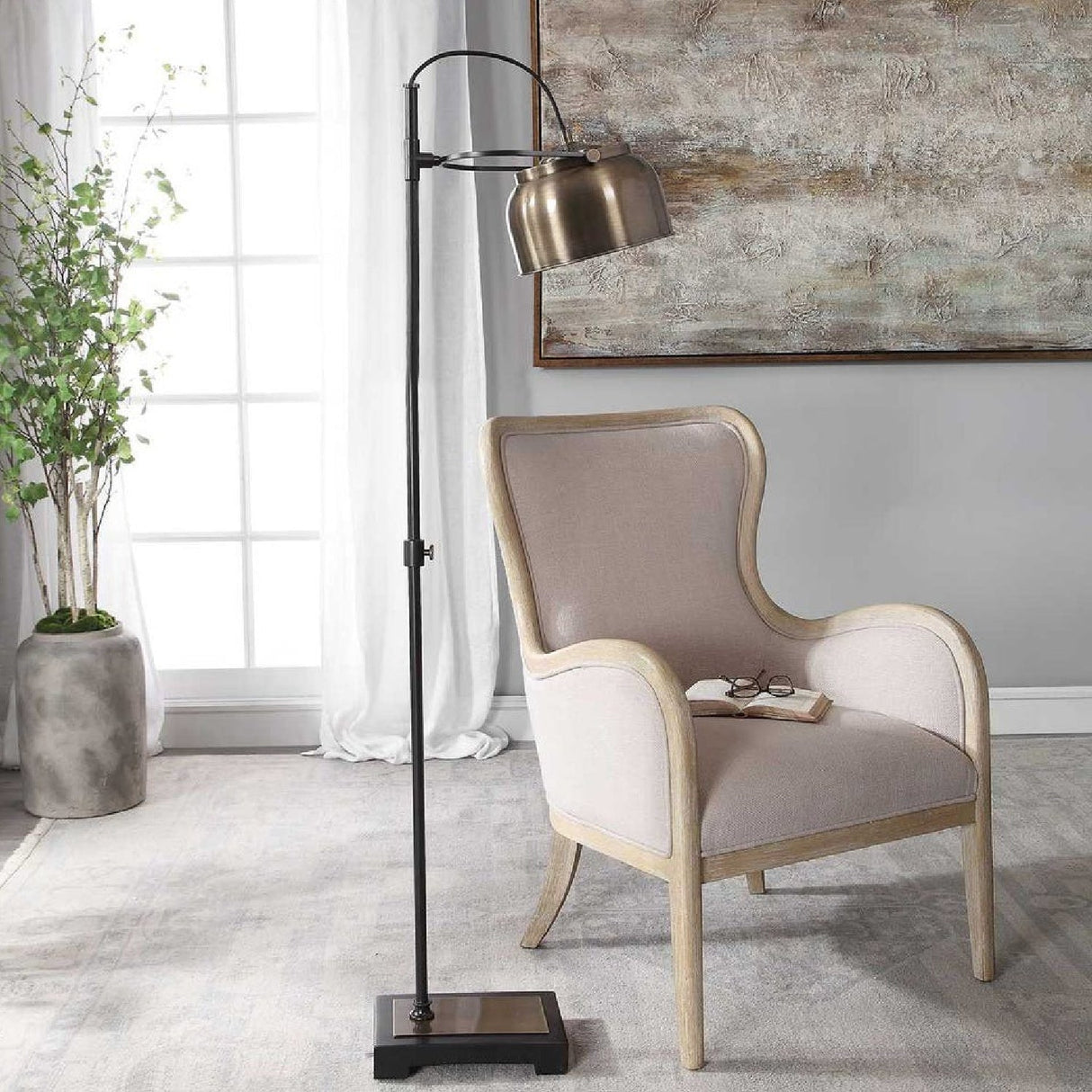 Pivoting Metal Shade Floor Lamp by Uttermost Bessemer, alternate view 7