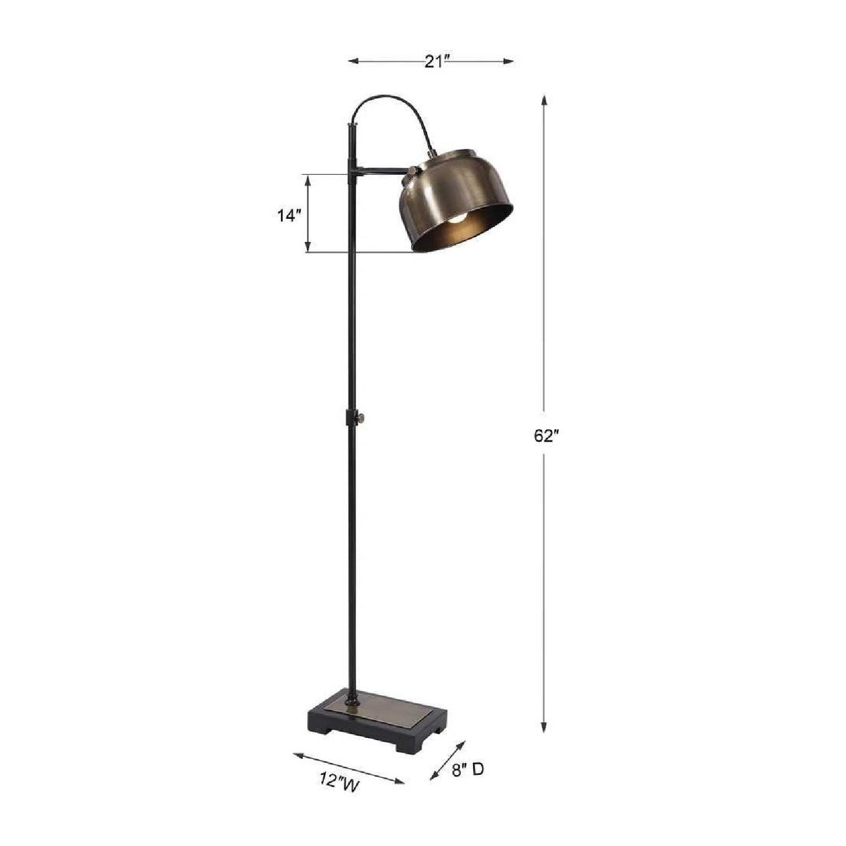 Pivoting Metal Shade Floor Lamp by Uttermost Bessemer, alternate view 4