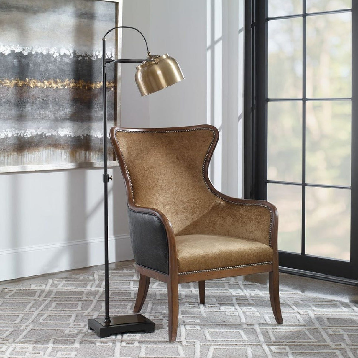 Pivoting Metal Shade Floor Lamp by Uttermost Bessemer, alternate view 2