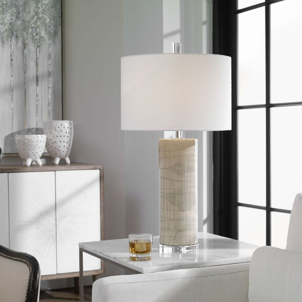 Beige Glazed Ceramic Table Lamp by Uttermost Zesiro, alternate view 2