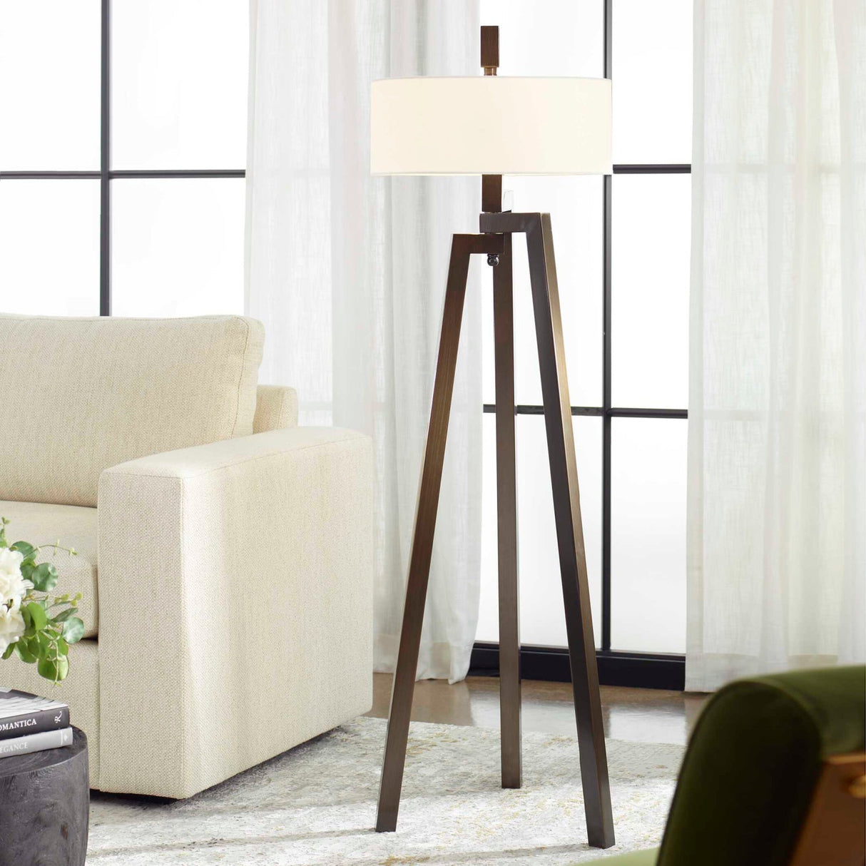 Modern European furniture - Brushed Bronze Tripod Floor Lamp - www.oroa.com