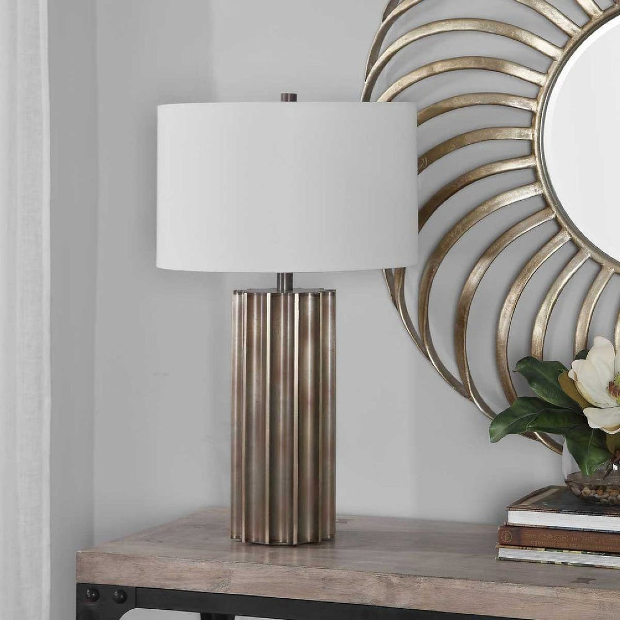 Modern European furniture - Fluted Steel Table Lamp by Uttermost Khalio - www.oroa.com