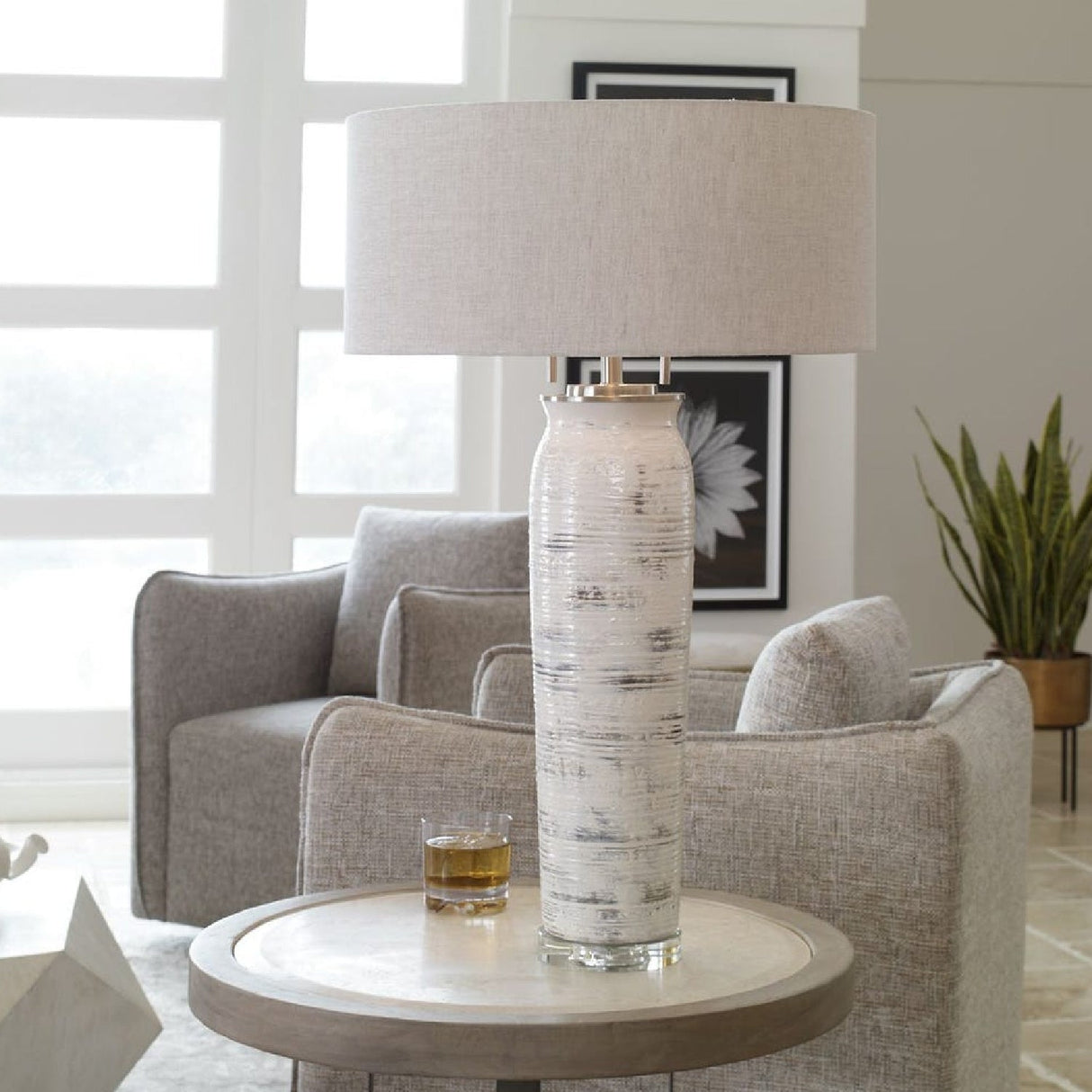 Beige Linen Shade Table Lamp by Uttermost Lenta, alternate view 7