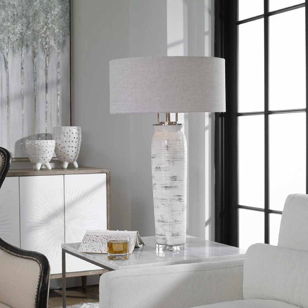 Beige Linen Shade Table Lamp by Uttermost Lenta, alternate view 2