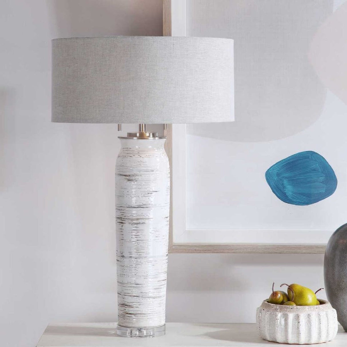 Beige Linen Shade Table Lamp by Uttermost Lenta, alternate view 8