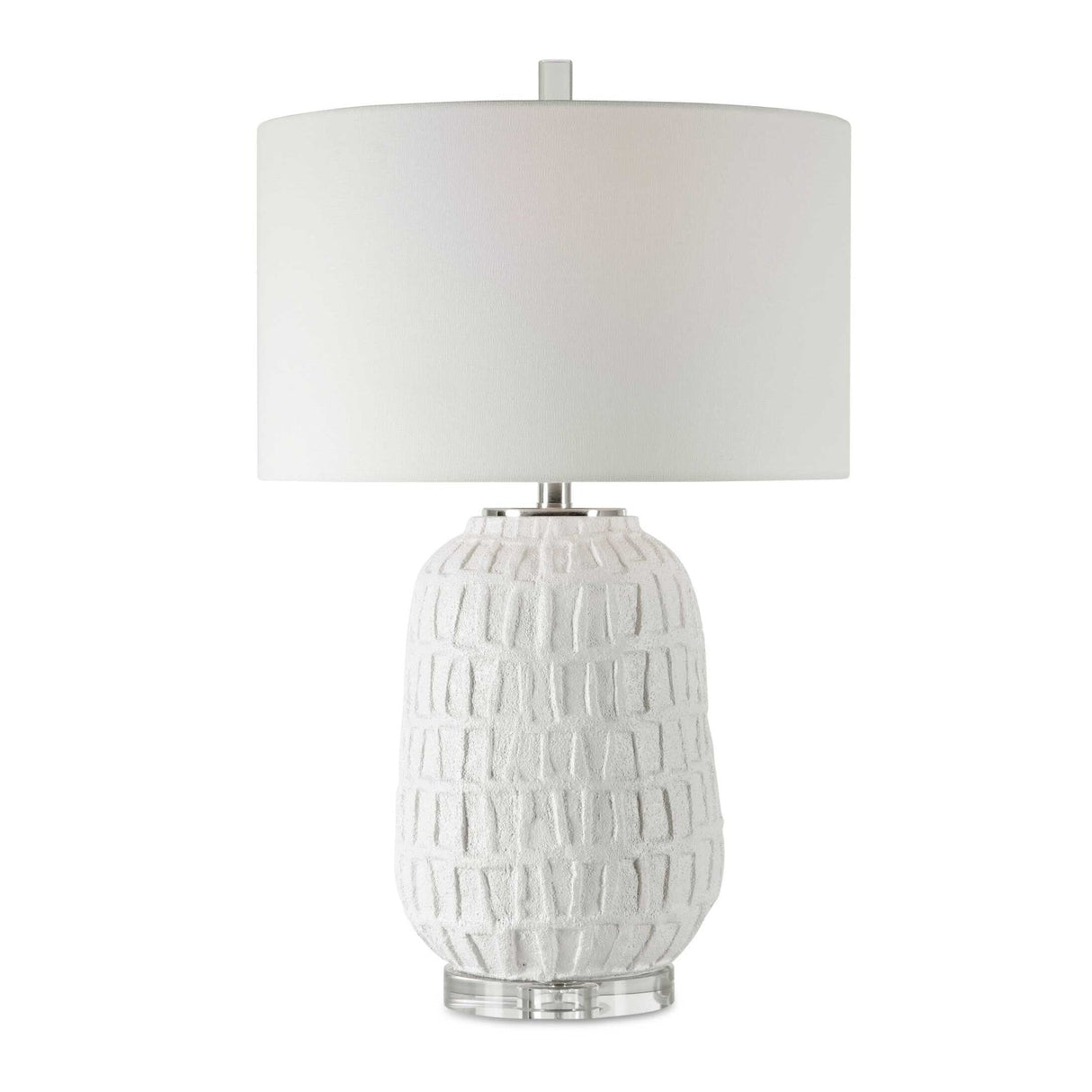 Modern European furniture - White Ceramic Grid Table Lamp - www.oroa.com