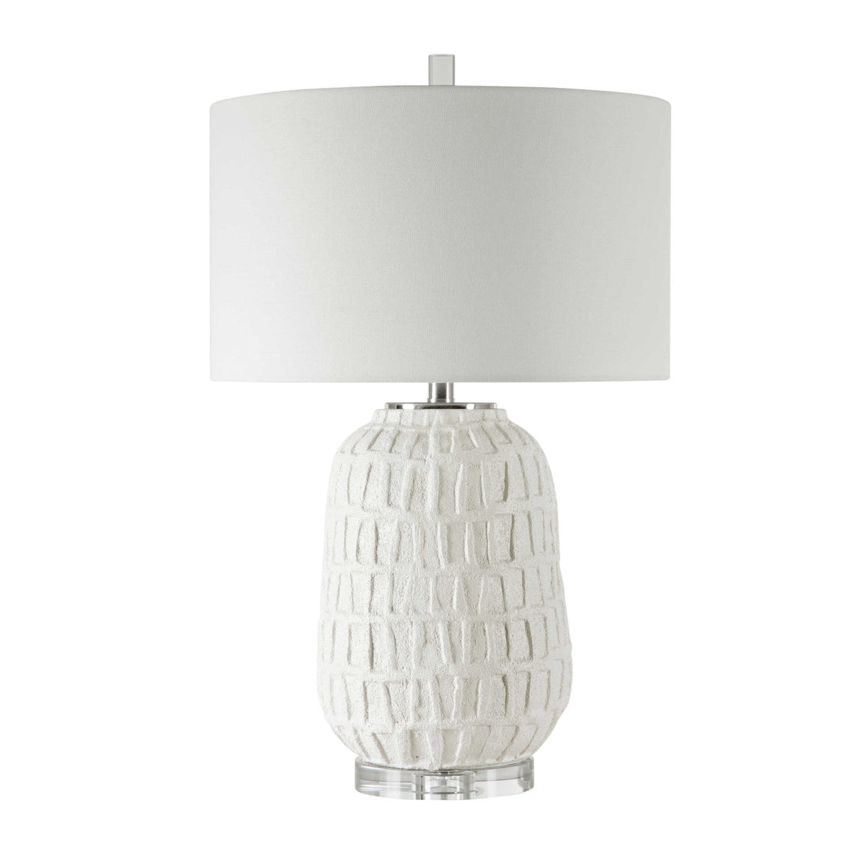 Modern European furniture - White Ceramic Grid Table Lamp - www.oroa.com