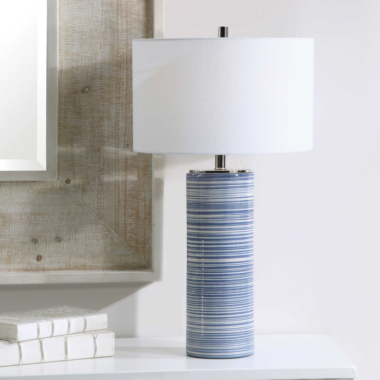 Modern European furniture - Blue Stripes Ceramic Table Lamp by Uttermost Montauk - www.oroa.com