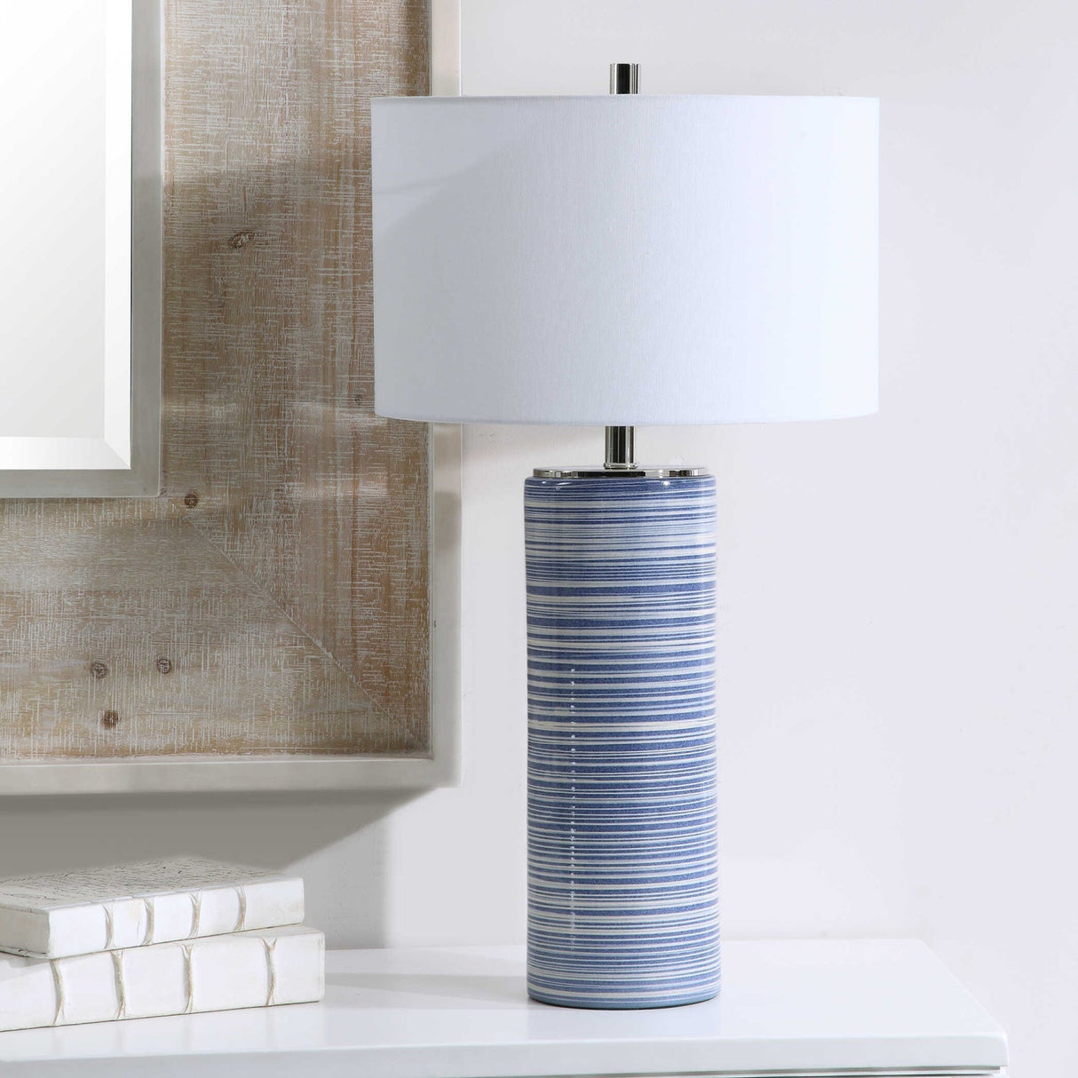 Modern European furniture - Blue Stripes Ceramic Table Lamp by Uttermost Montauk - www.oroa.com