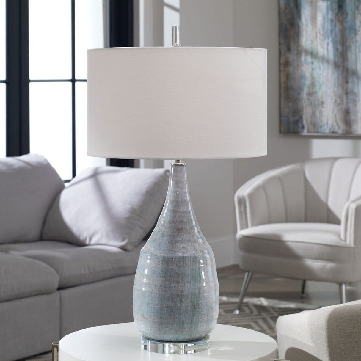 Crackle Glazed Ceramic Table Lamp by Uttermost Rialta, alternate view 2