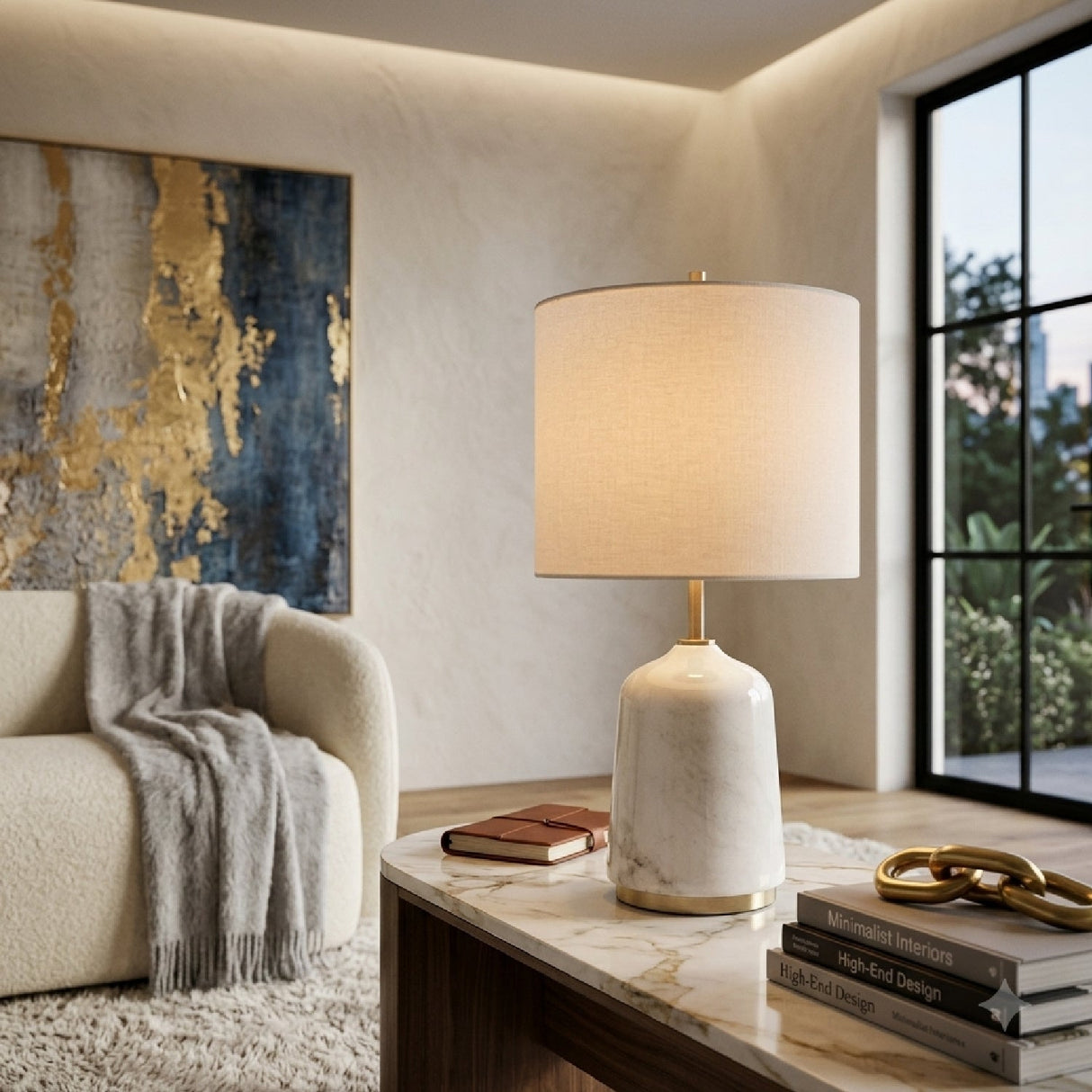 White Marble Table Lamp by Uttermost Eloise, alternate view 2