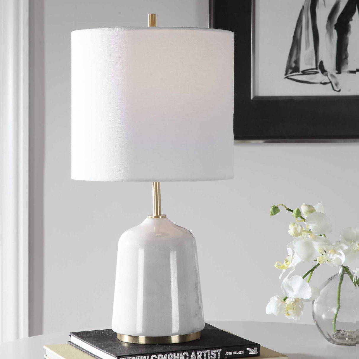 Modern European furniture - White Marble Table Lamp - www.oroa.com