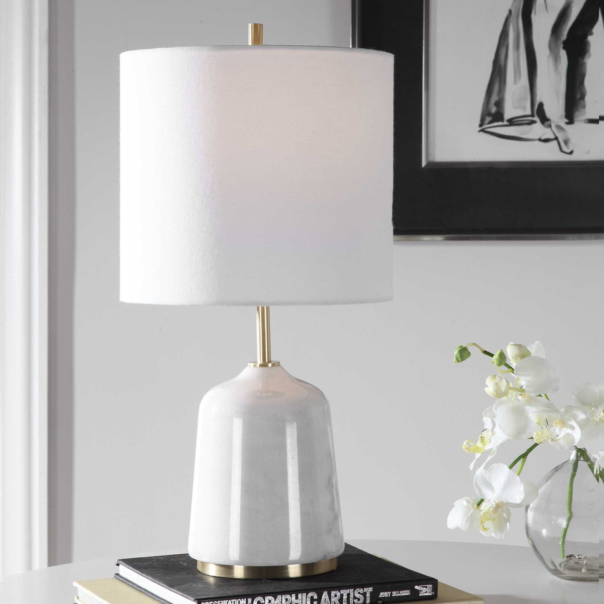 White Marble Table Lamp by Uttermost Eloise, alternate view 6