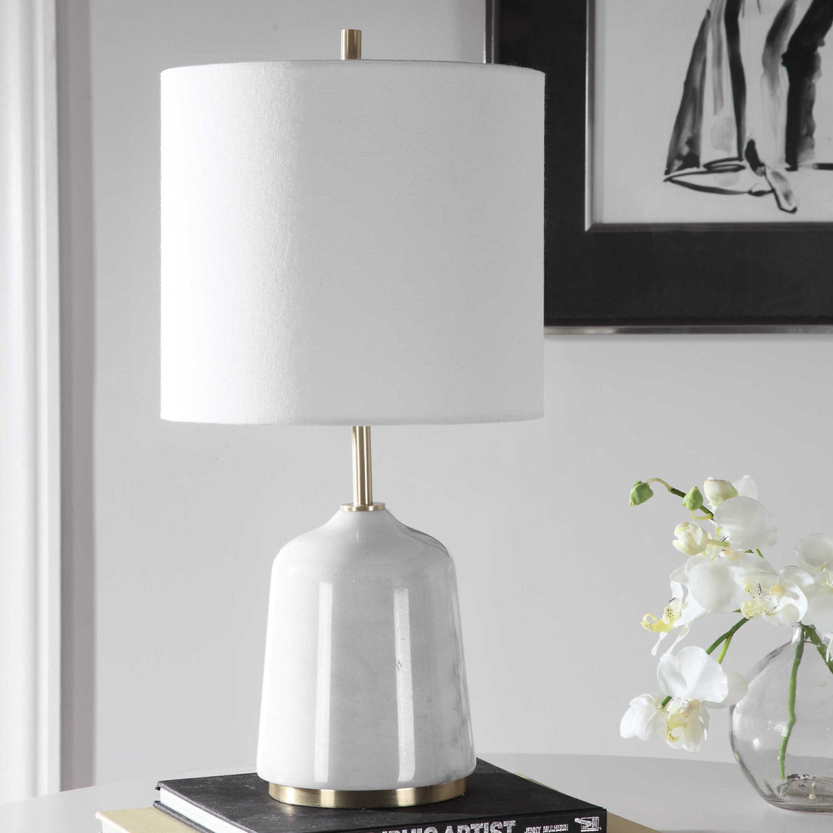 White Marble Table Lamp by Uttermost Eloise, alternate view 7