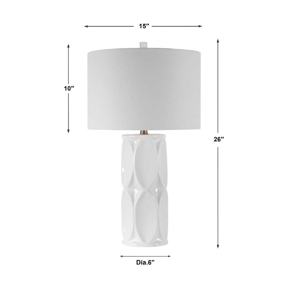 Modern European furniture - Glossy White Ceramic Table Lamp by Uttermost Sinclair - www.oroa.com