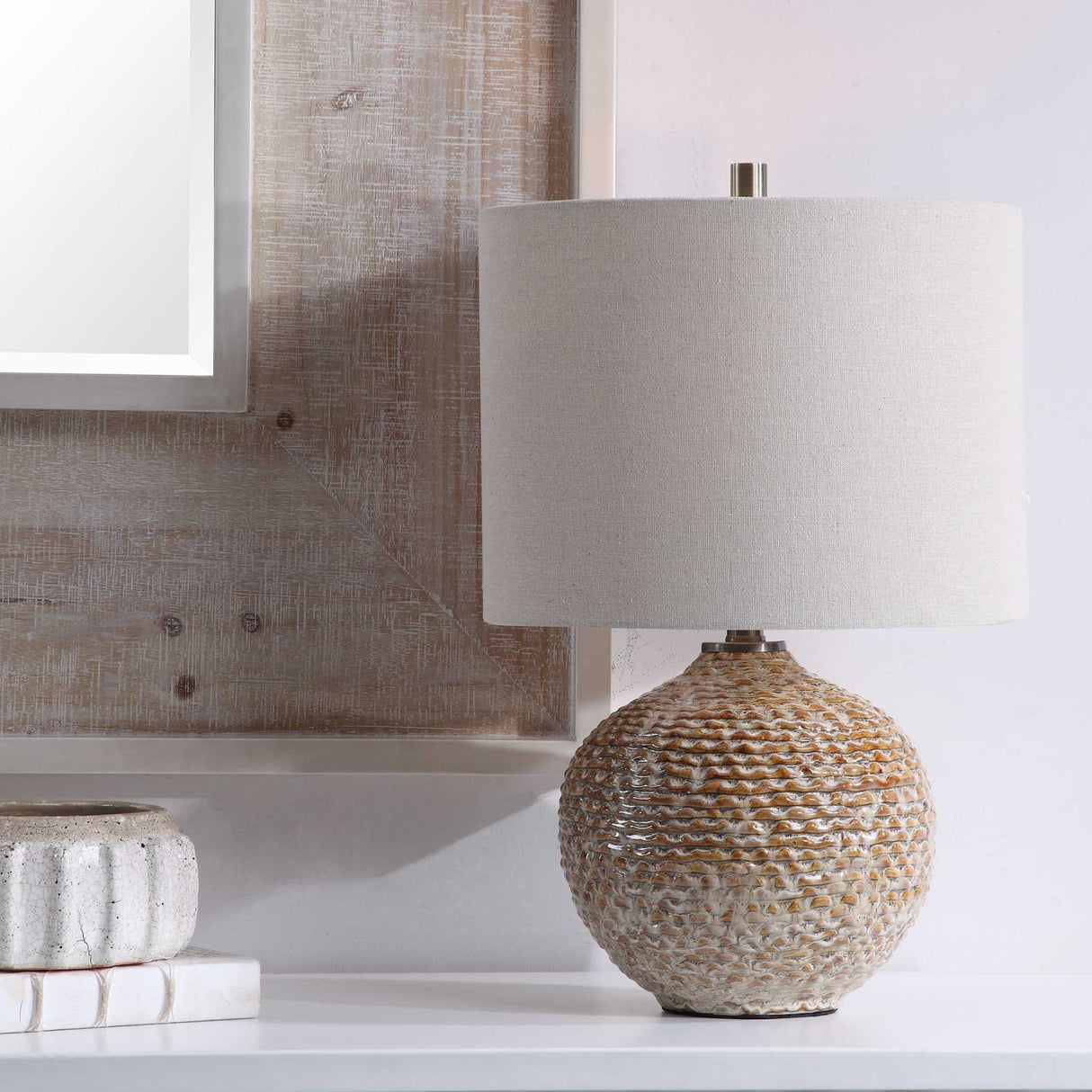 Wavy Ribbed Ceramic Table Lamp by Uttermost Lagos, alternate view 6
