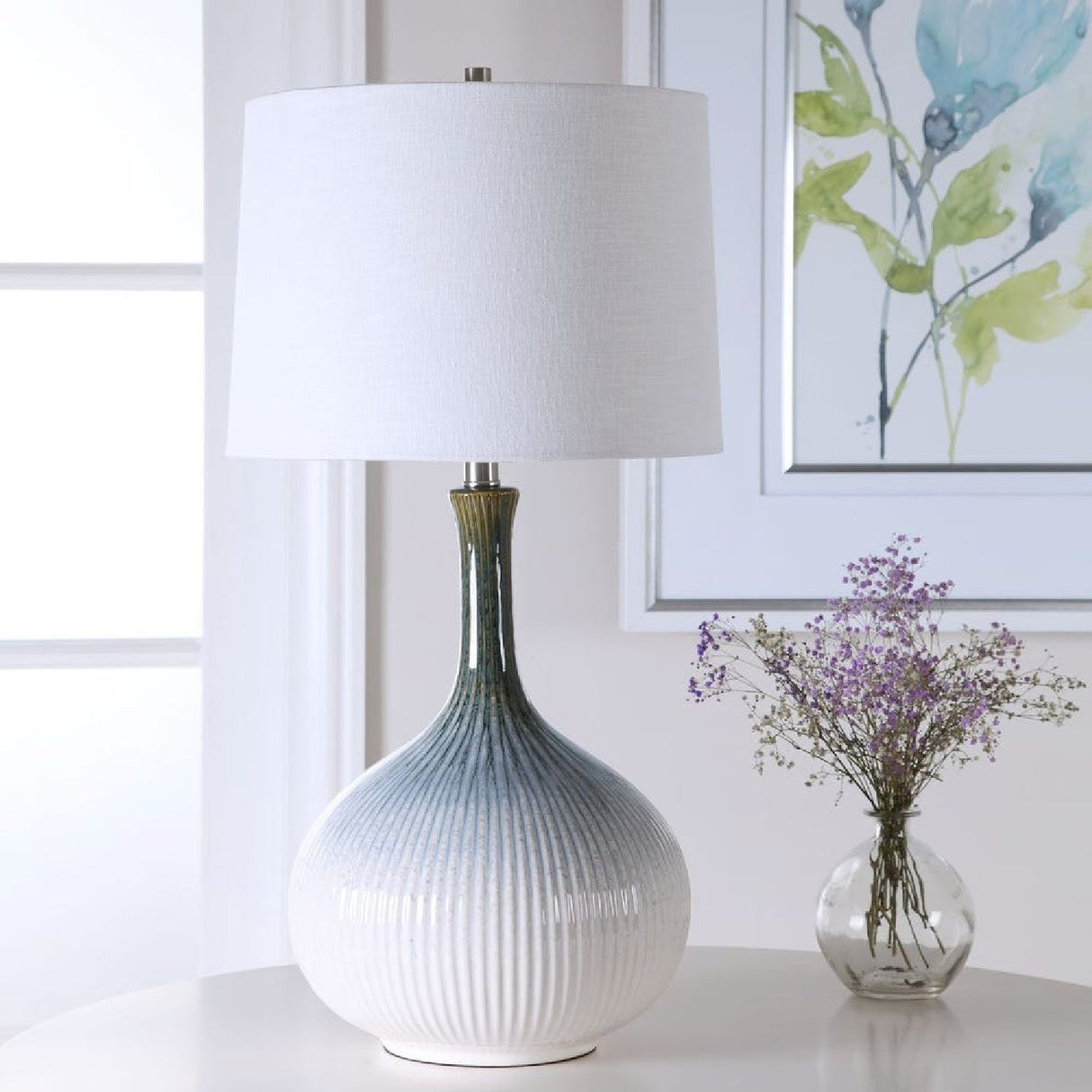 Modern European furniture - Fluted Gradient Ceramic Table Lamp by Uttermost Eichler - www.oroa.com