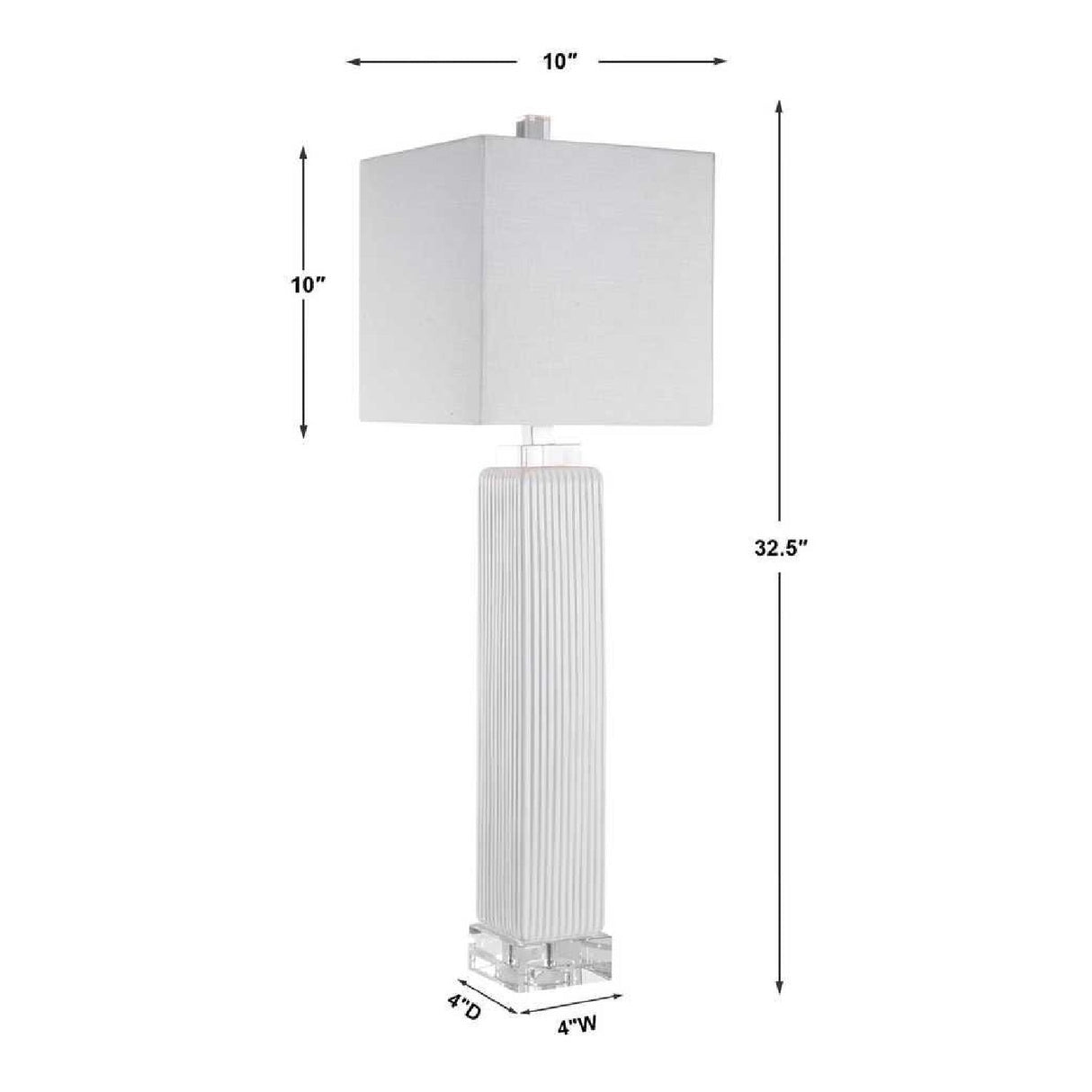 White Ribbed Buffet Lamp by Uttermost Bennett, alternate view 3