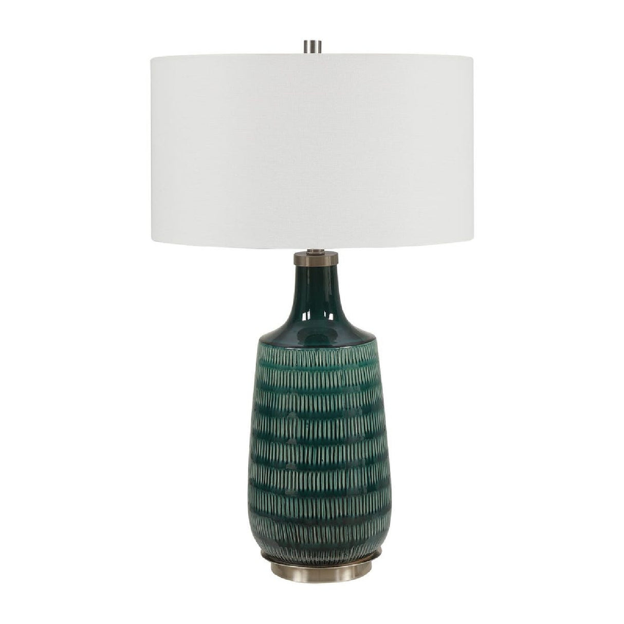 Carved Teal Ceramic Table Lamp | Oroa.com