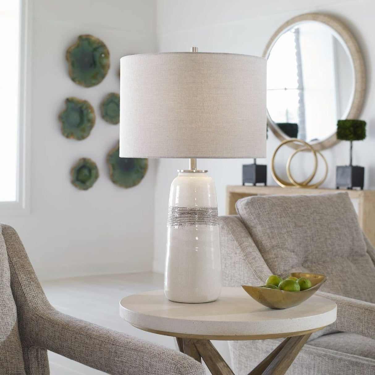 Textured Oval Ceramic Table Lamp by Uttermost Modica, alternate view 2
