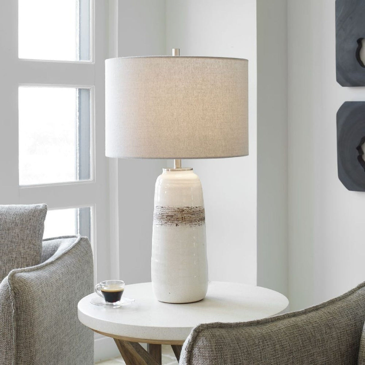 Textured Oval Ceramic Table Lamp by Uttermost Modica, alternate view 8