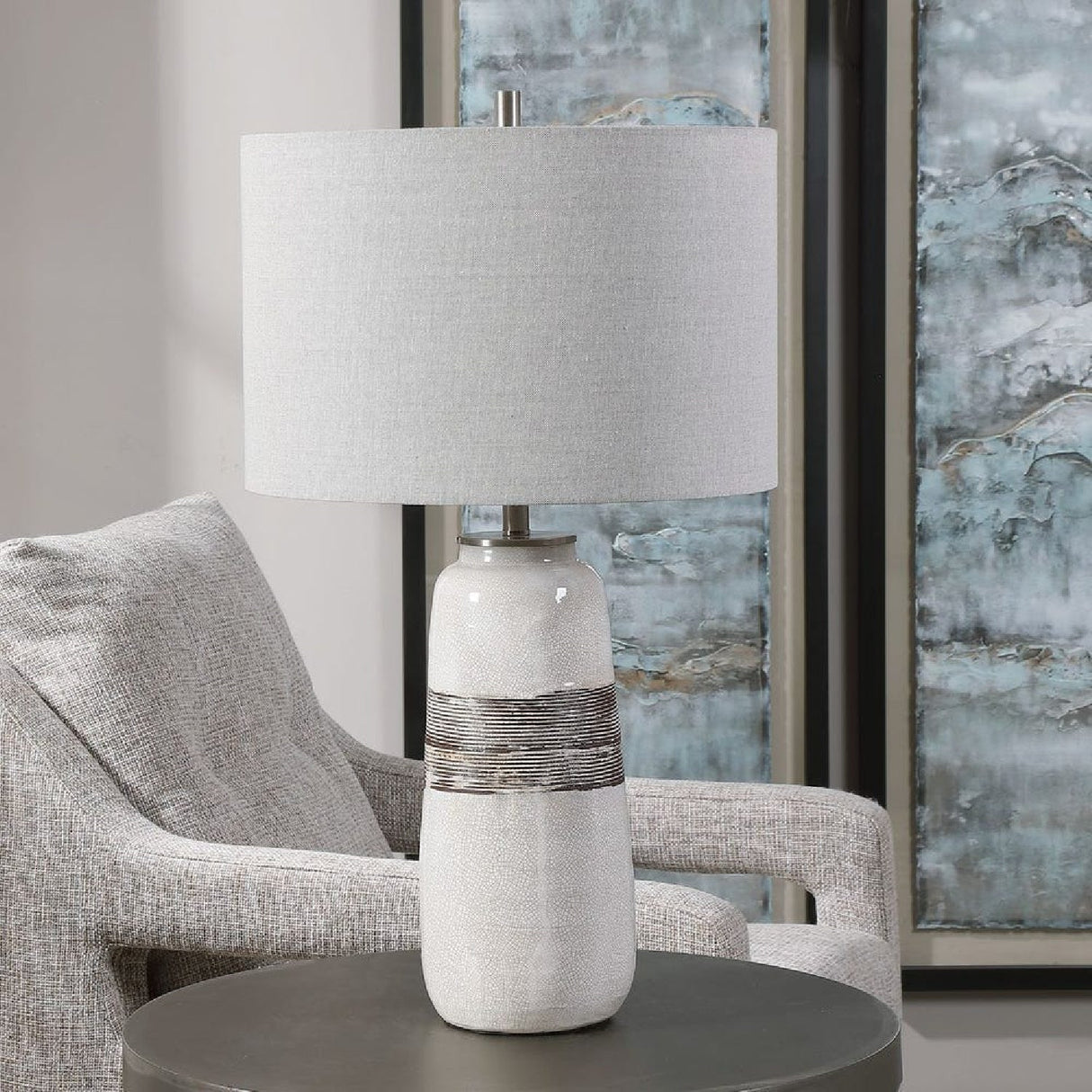 Textured Oval Ceramic Table Lamp by Uttermost Modica, alternate view 7